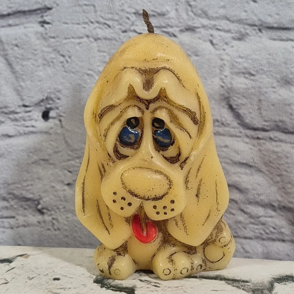 VTG Animal Delights Hand Painted Funny Dog Candle British Hong Kong Never Lit‎